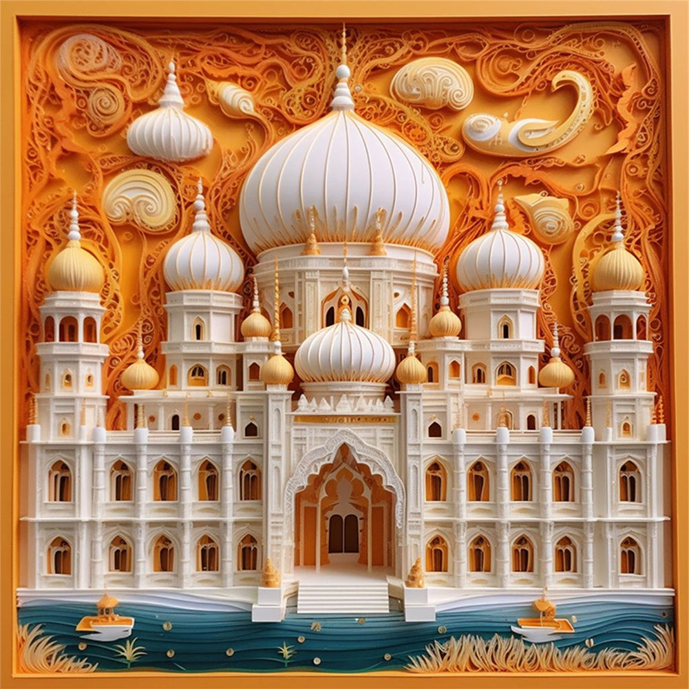 Paper Quilling Taj Mahal - 14CT Stamped Cross Stitch 40*40CM
