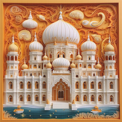 Paper Quilling Taj Mahal - 14CT Stamped Cross Stitch 40*40CM