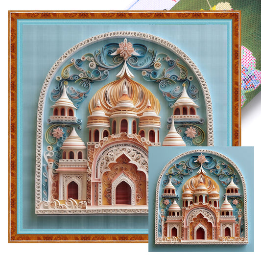Paper Quilling Castle - 14CT Stamped Cross Stitch 40*40CM