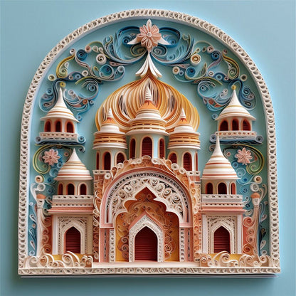 Paper Quilling Castle - 14CT Stamped Cross Stitch 40*40CM