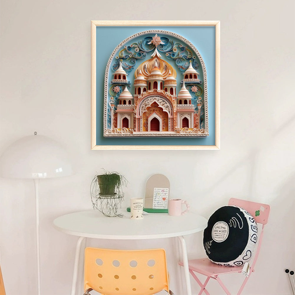 Paper Quilling Castle - 14CT Stamped Cross Stitch 40*40CM