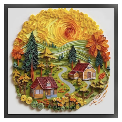 Paper Quilling Cabin - 14CT Stamped Cross Stitch 40*40CM