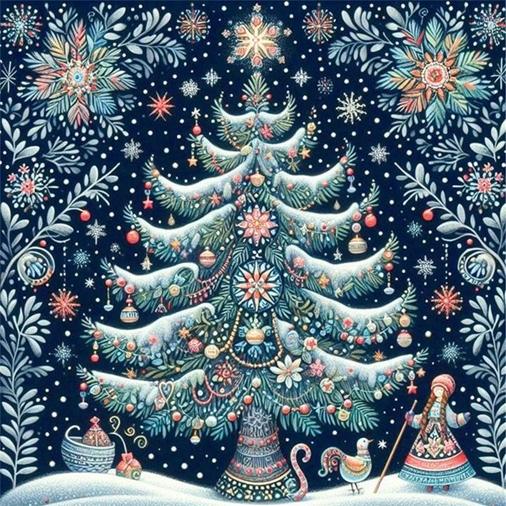 Christmas Tree - 14CT Stamped Cross Stitch 40*40CM