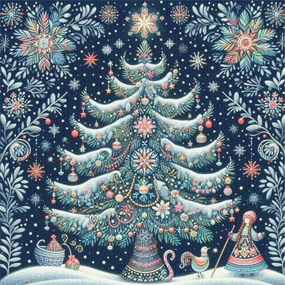 Christmas Tree - 14CT Stamped Cross Stitch 40*40CM