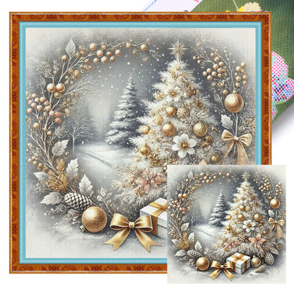 Christmas Snow Scene - 14CT Stamped Cross Stitch 40*40CM