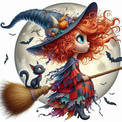 Halloween Witch - 11CT Stamped Cross Stitch 40*40CM