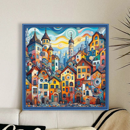 Colorful Town - 11CT Stamped Cross Stitch 50*50CM
