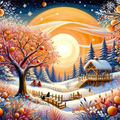 Idyllic Cottage - 11CT Stamped Cross Stitch 50*50CM