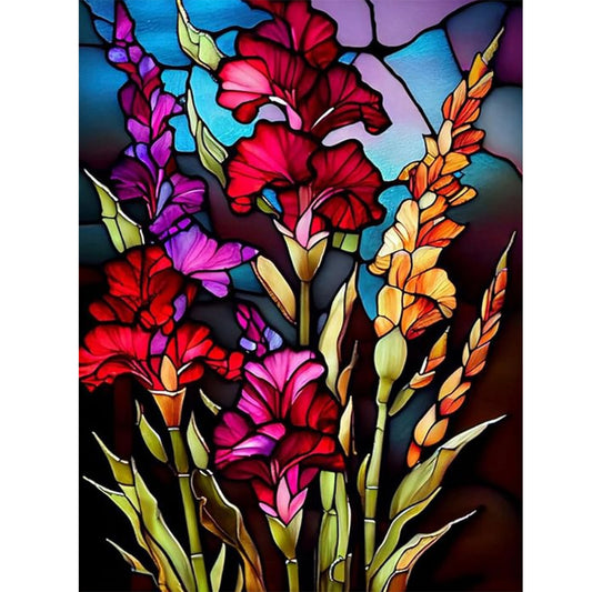 Glass Flowers - Full Round Drill Diamond Painting 30*40CM