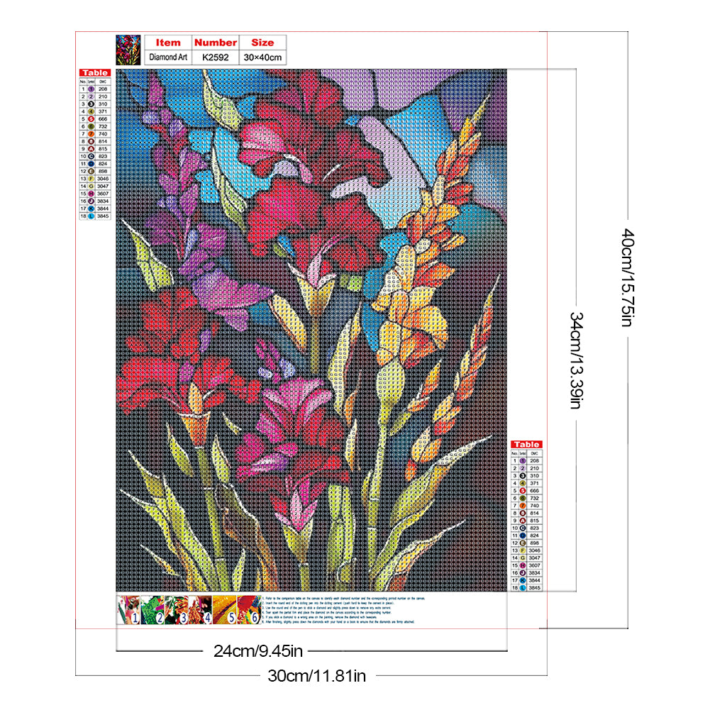 Glass Flowers - Full Round Drill Diamond Painting 30*40CM