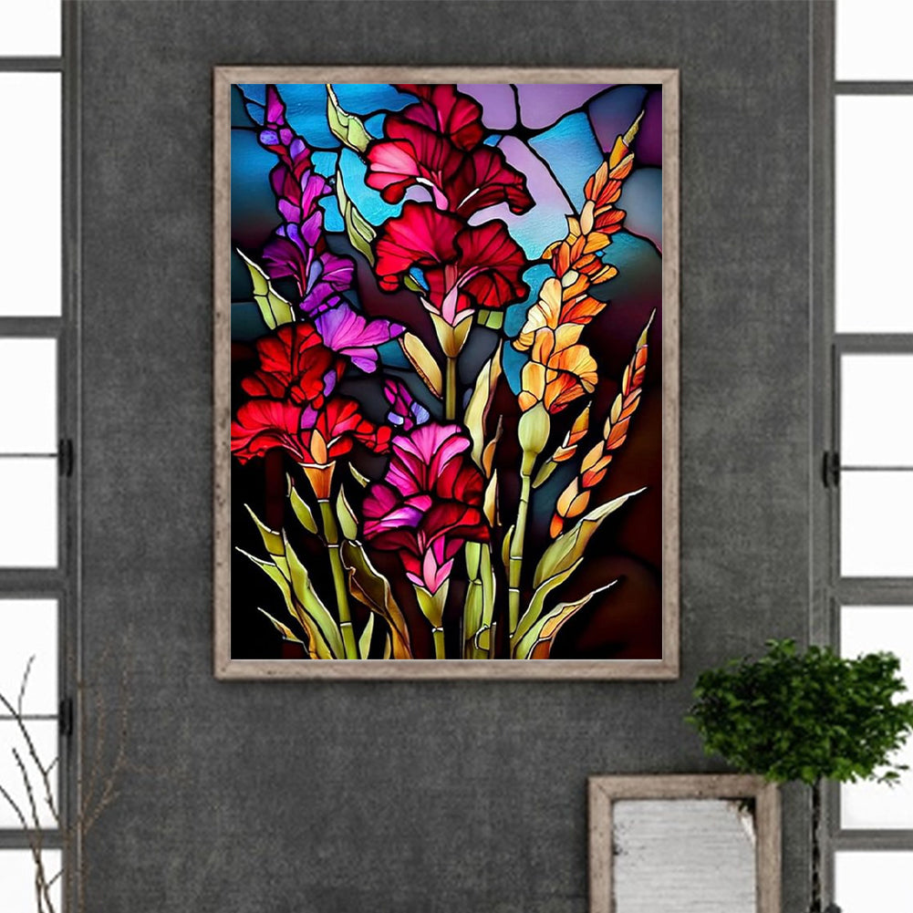 Glass Flowers - Full Round Drill Diamond Painting 30*40CM