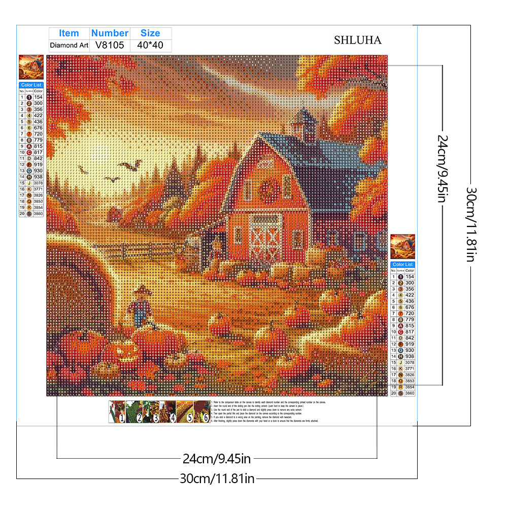 Autumn Farm - Full Round Drill Diamond Painting 40*40CM