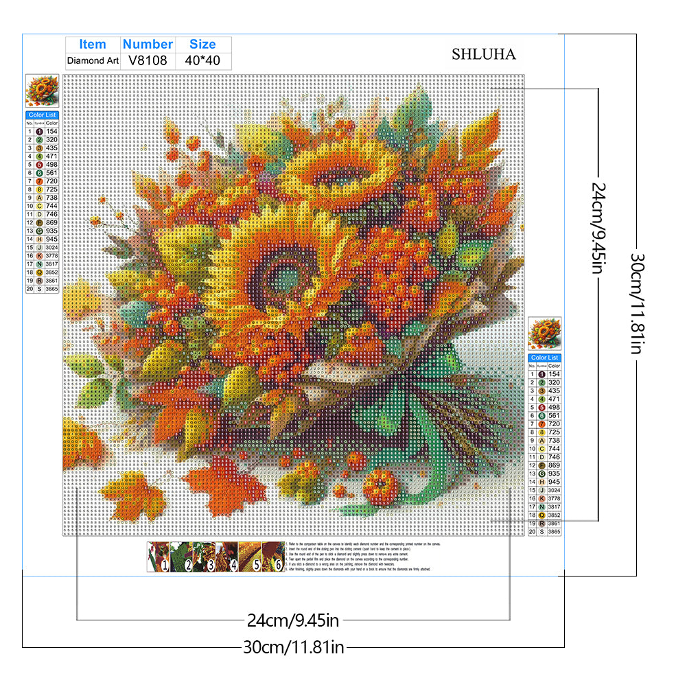 Autumn Bouquets - Full Round Drill Diamond Painting 40*40CM
