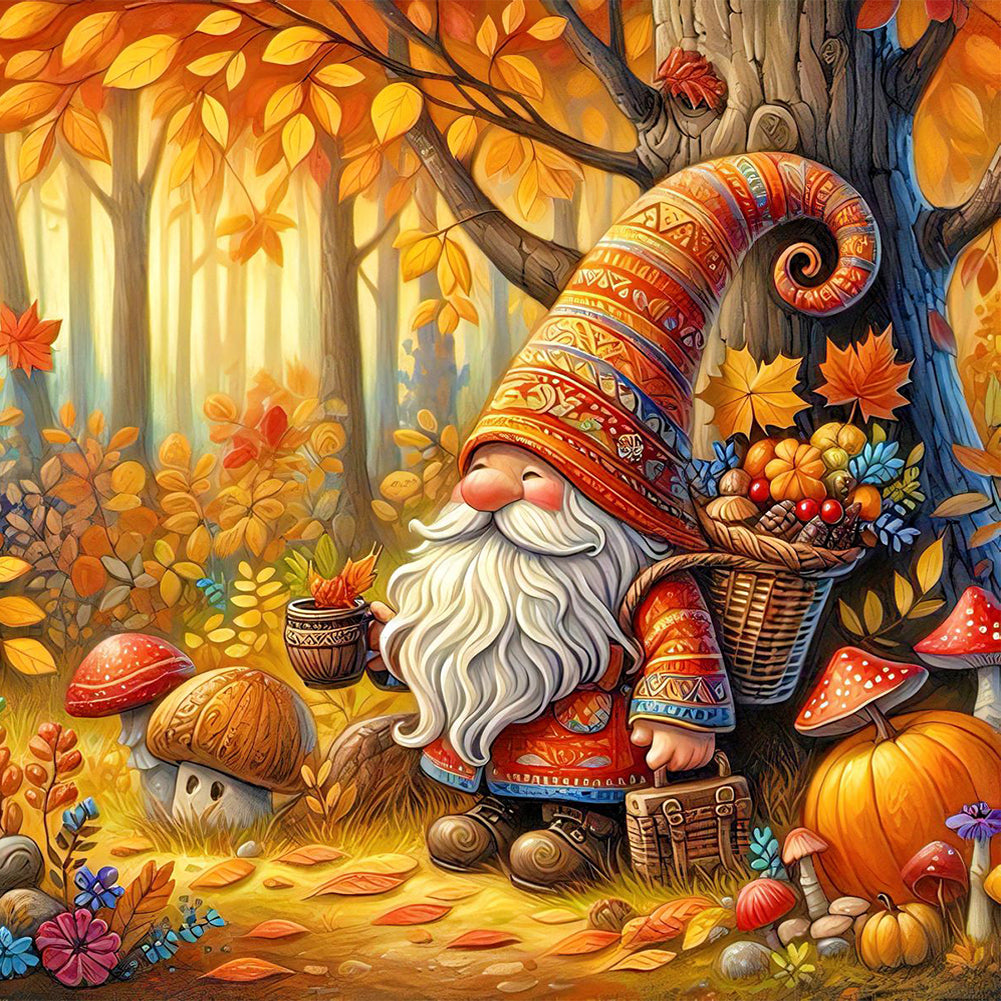 Autumn Gnome - Full Round Drill Diamond Painting 40*40CM