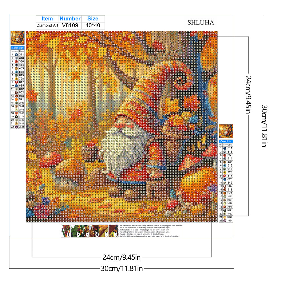Autumn Gnome - Full Round Drill Diamond Painting 40*40CM