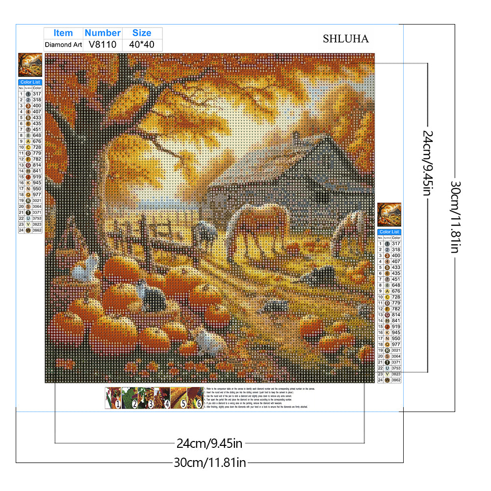 Autumn Pumpkin Farm - Full Round Drill Diamond Painting 40*40CM
