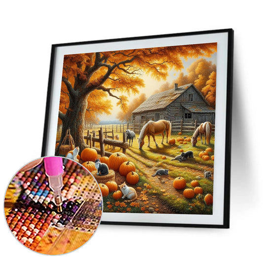 Autumn Pumpkin Farm - Full Round Drill Diamond Painting 40*40CM