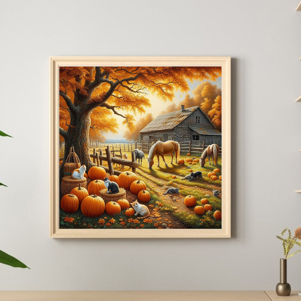 Autumn Pumpkin Farm - Full Round Drill Diamond Painting 40*40CM