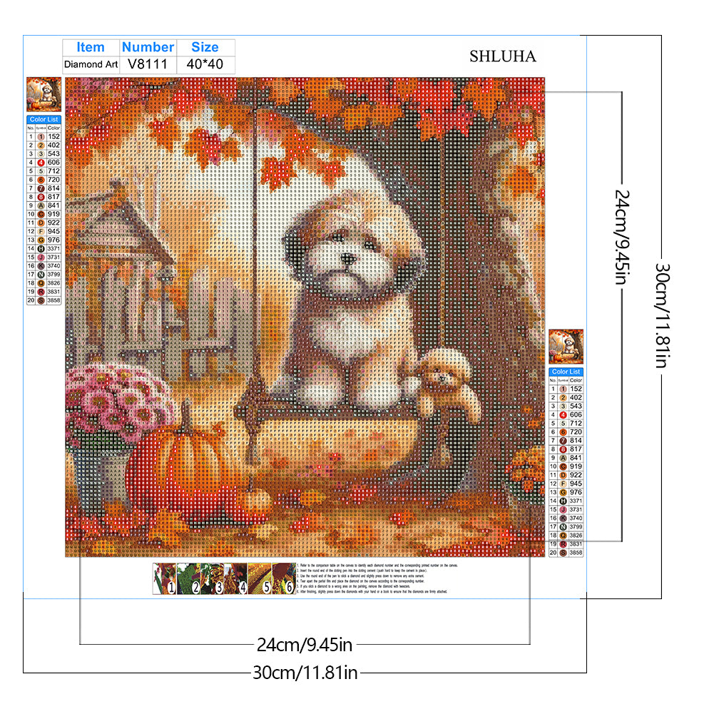 Autumn Dog - Full Round Drill Diamond Painting 40*40CM