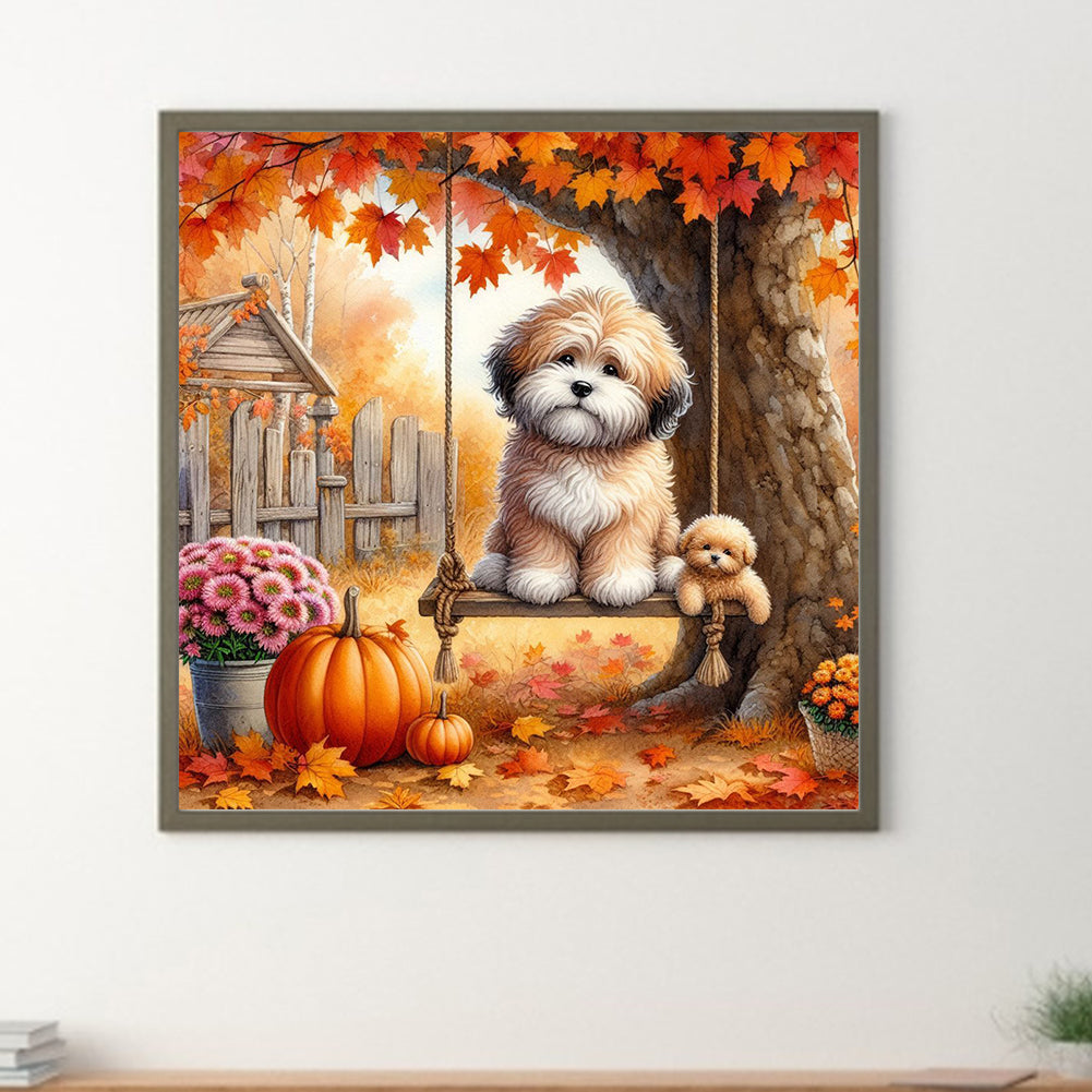 Autumn Dog - Full Round Drill Diamond Painting 40*40CM