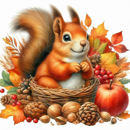 Autumn Squirrel - Full Round Drill Diamond Painting 40*40CM