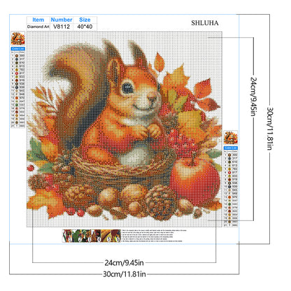 Autumn Squirrel - Full Round Drill Diamond Painting 40*40CM