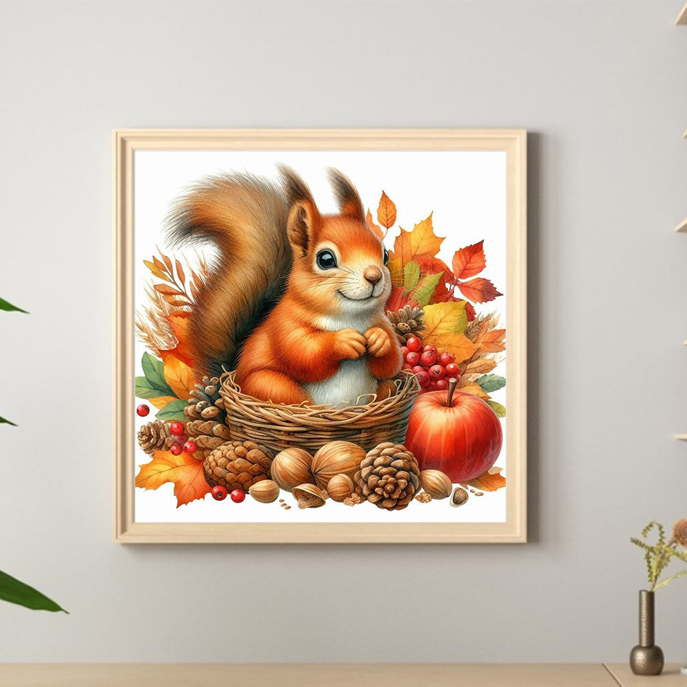 Autumn Squirrel - Full Round Drill Diamond Painting 40*40CM