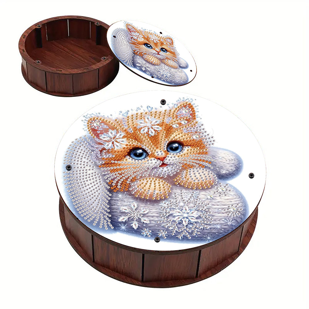 DIY Diamond Painting Storage Box Rhinestones Decorative Snack Case Kit (Cat)