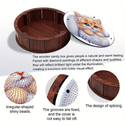 DIY Diamond Painting Storage Box Rhinestones Decorative Snack Case Kit (Cat)