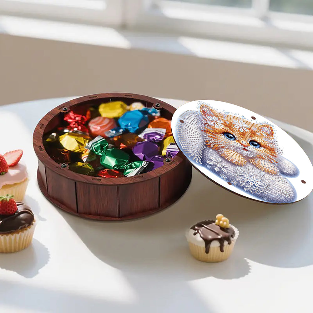 DIY Diamond Painting Storage Box Rhinestones Decorative Snack Case Kit (Cat)
