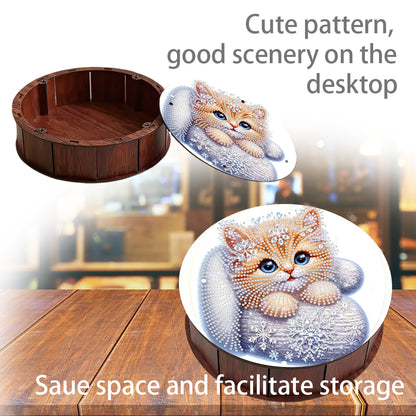 DIY Diamond Painting Storage Box Rhinestones Decorative Snack Case Kit (Cat)