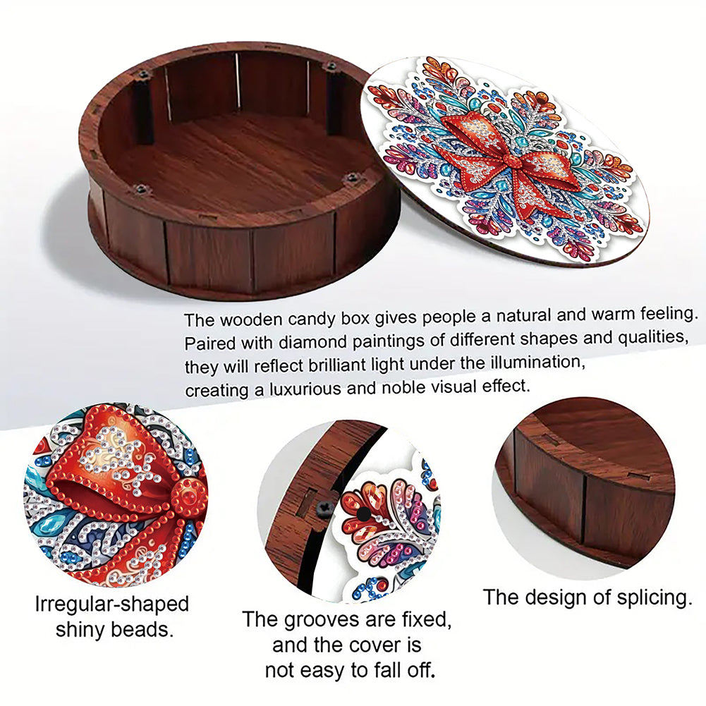 DIY Diamond Painting Storage Box Rhinestones Decorative Snack Case Kit (Bow)