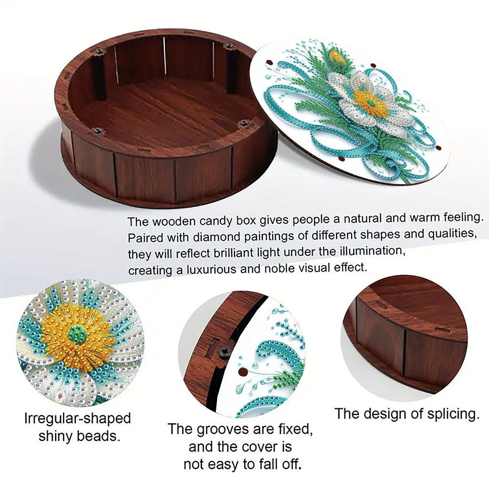 DIY Diamond Painting Storage Box Rhinestones Decorative Snack Case Kit (Flower)