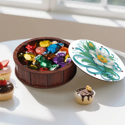 DIY Diamond Painting Storage Box Rhinestones Decorative Snack Case Kit (Flower)