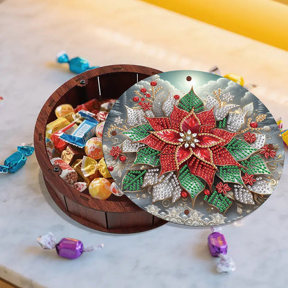 DIY Diamond Painting Storage Box Rhinestones Decorative Snack Case (Red Flower)
