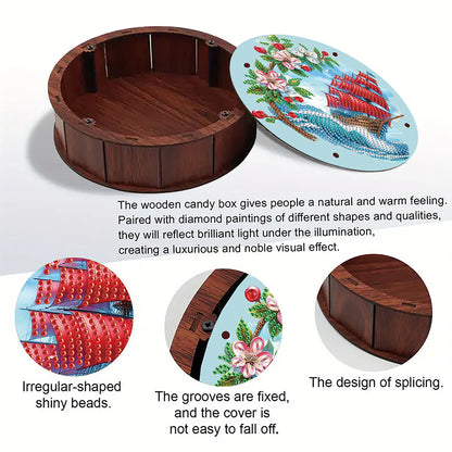 DIY Diamond Painting Storage Box Rhinestones Decorative Snack Case (Sailboat)
