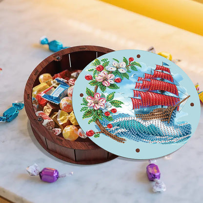 DIY Diamond Painting Storage Box Rhinestones Decorative Snack Case (Sailboat)