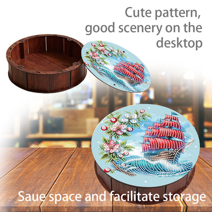 DIY Diamond Painting Storage Box Rhinestones Decorative Snack Case (Sailboat)