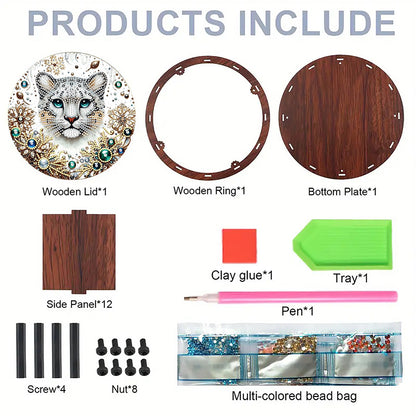 DIY Diamond Painting Storage Box Rhinestones Decorative Snack Case Kit (Tiger)