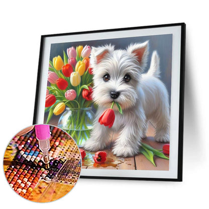Tulip Puppy - Full Round Drill Diamond Painting 30*30CM