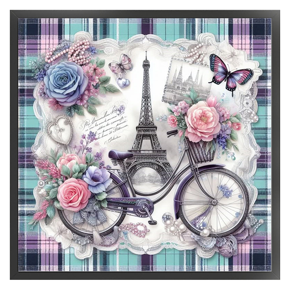 Eiffel Tower And Bicycle - 11CT Stamped Cross Stitch 40*40CM