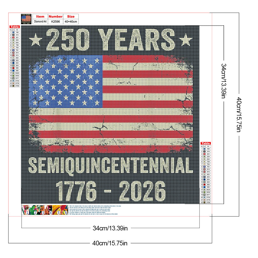 American 250Th Anniversary - Full Round Drill Diamond Painting 40*40CM
