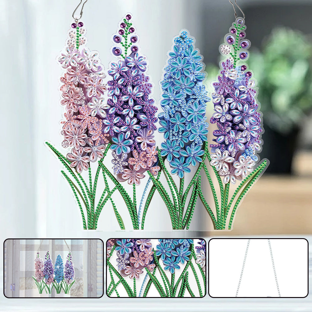 Lavender 2D Flat DIY Hanging Diamond Art Kits Window Hanging Art for Home Decor