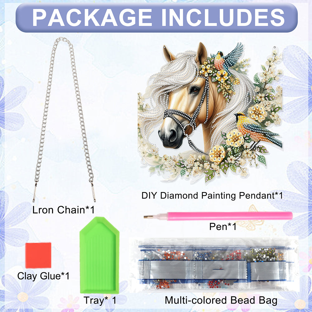 Horse Head 2D Flat DIY Hanging Diamond Art Kit Window Hanging Art for Home Decor