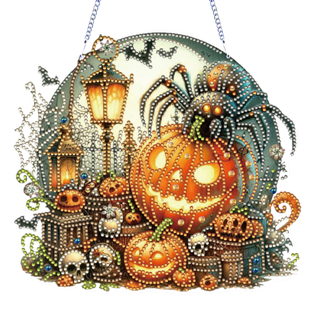 Halloween Pumpkin 2D Flat DIY Diamond Art Pendant Wall Decor for Home & Windows