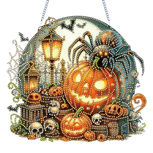 Halloween Pumpkin 2D Flat DIY Diamond Art Pendant Wall Decor for Home & Windows