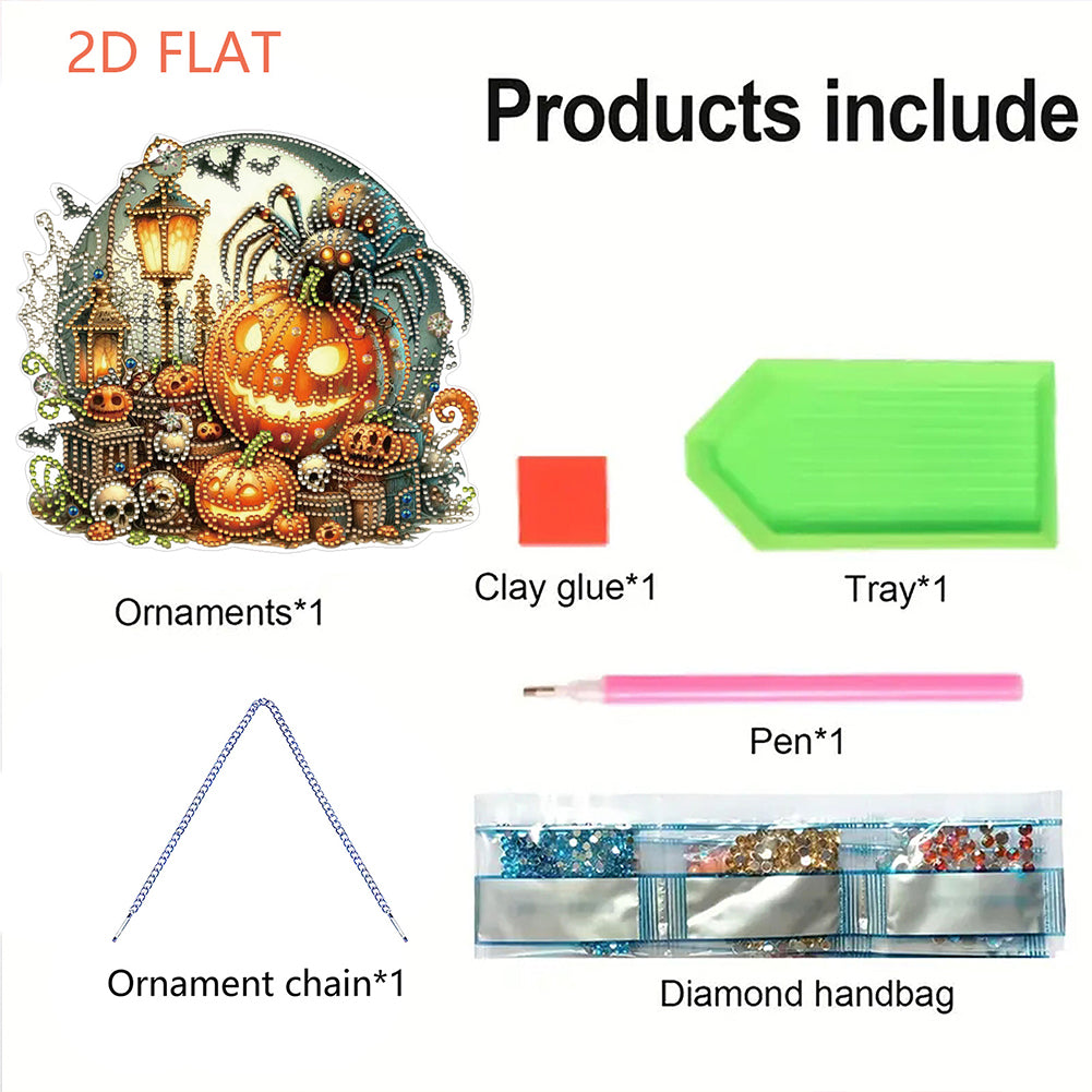 Halloween Pumpkin 2D Flat DIY Diamond Art Pendant Wall Decor for Home & Windows