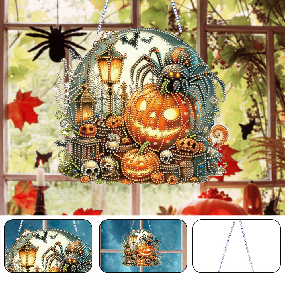 Halloween Pumpkin 2D Flat DIY Diamond Art Pendant Wall Decor for Home & Windows
