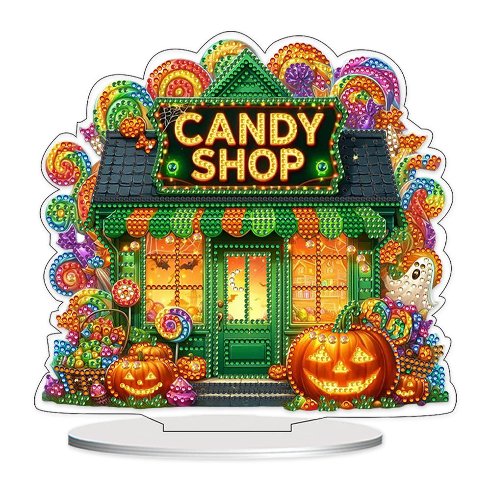 Haunted House 2D Flat Halloween Print DIY Diamond Painting Desktop Ornaments Kit