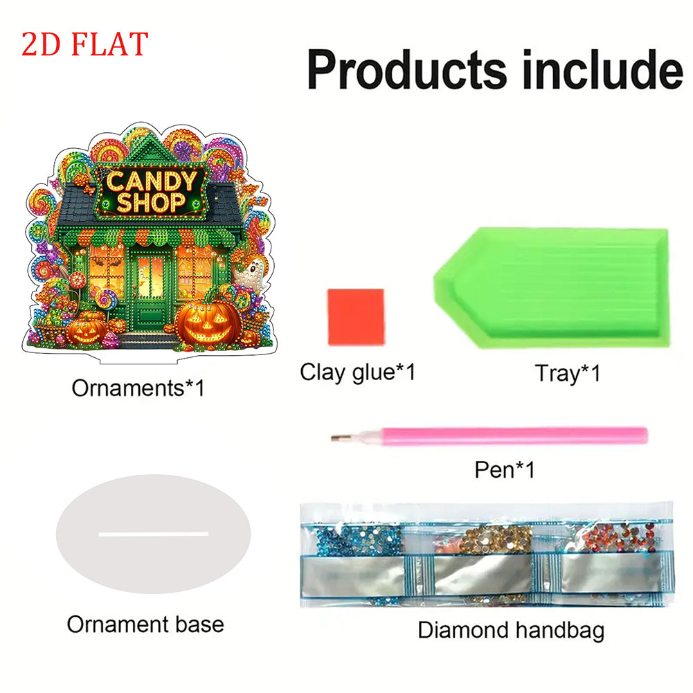 Haunted House 2D Flat Halloween Print DIY Diamond Painting Desktop Ornaments Kit